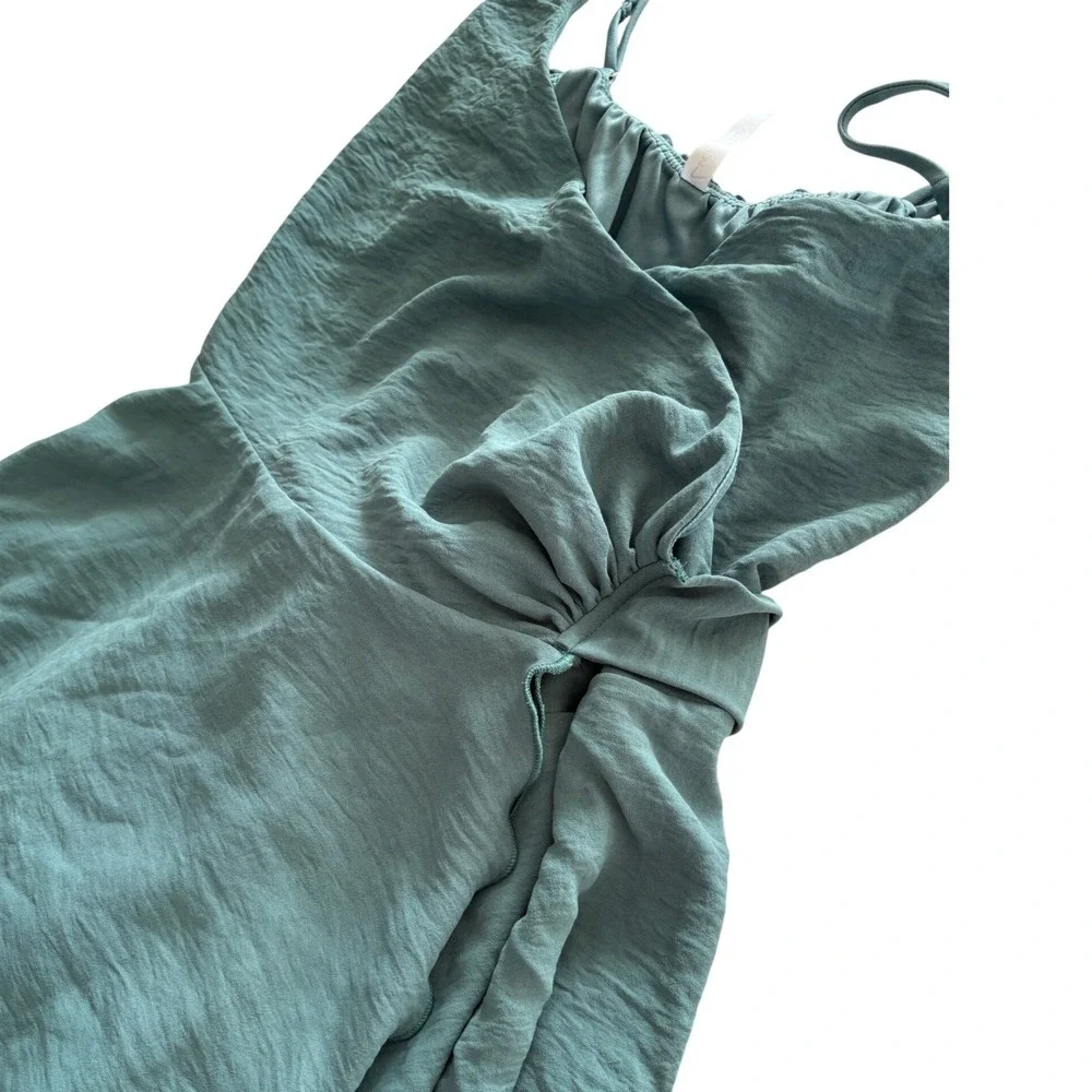Lucy in the Sky Teal Wrap Tie Waist Dress - Picture 4 of 9